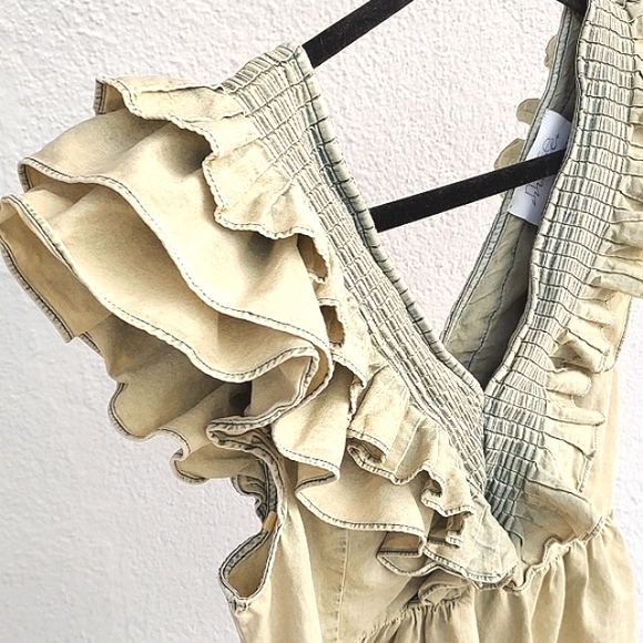 Mare Mare by Anthropologie Yellow/Cream Ruffled Blouse - Picture 5 of 13